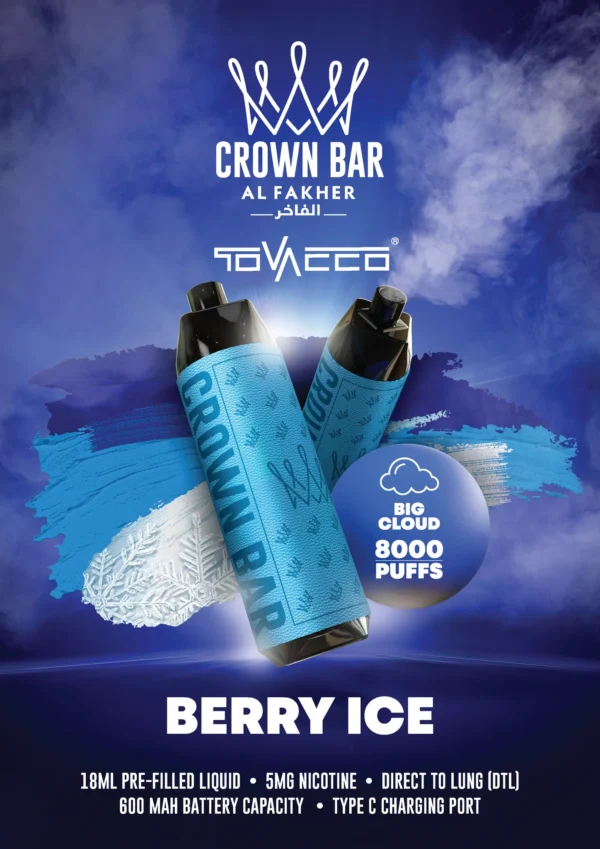 Al Fakher Vape Crown Bar Big Cloud 8000 Puffs 5% Nicotine Disposable Vape Wholesale - European Warehouse Stock - BookVape - 6