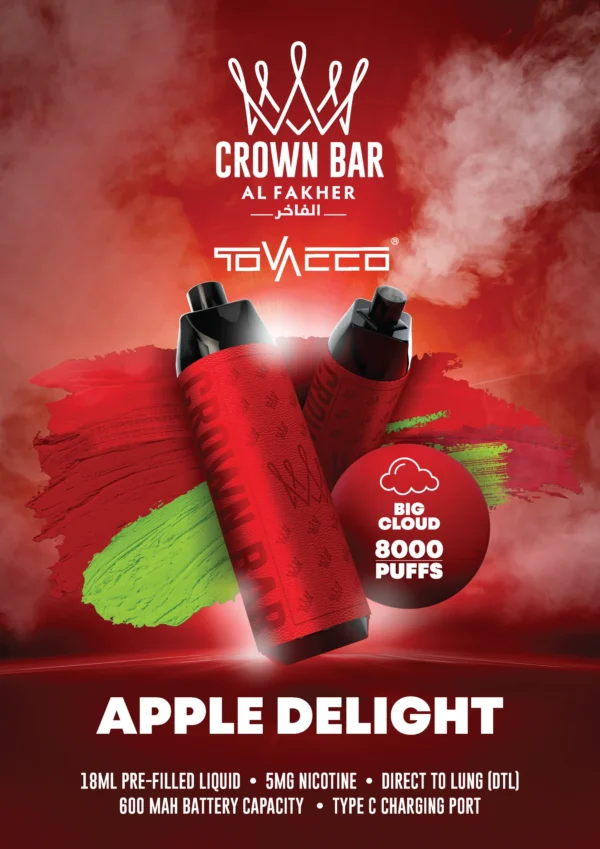 Al Fakher Vape Crown Bar Big Cloud 8000 Puffs 5% Nicotine Disposable Vape Wholesale - European Warehouse Stock - BookVape - 7