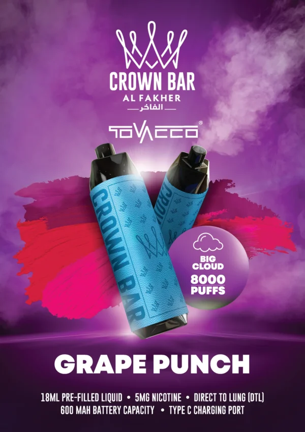 Al Fakher Vape Crown Bar Big Cloud 8000 Puffs 5% Nicotine Disposable Vape Wholesale - European Warehouse Stock - BookVape - 3