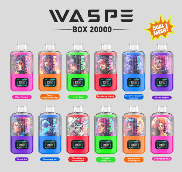 WASPE 20000 PUFFS Dual Mesh Box 0% 2% 3% 5% Nikotin eldobható Vape nagykereskedés - BookVape - 2