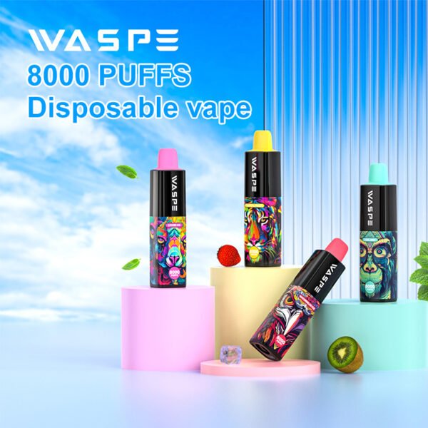 WASPE 8000 PUFFS 0% 2% 3% 5% Nikotin engangsvape Engros - BookVape - 1