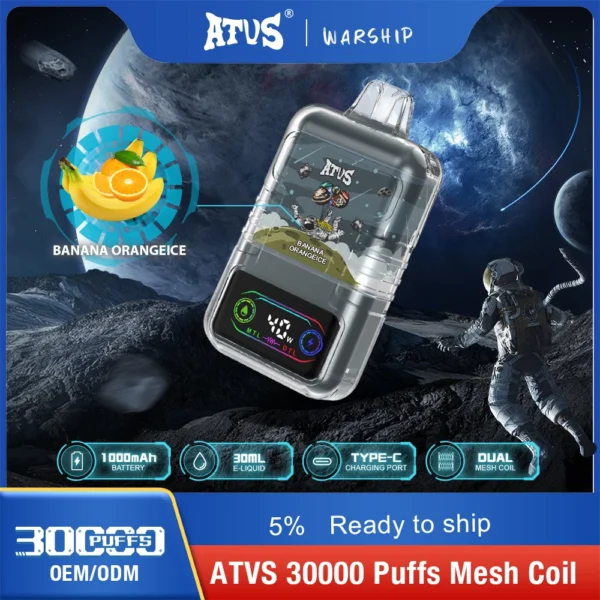 ATVS 30000 Puffs Dual Mesh 5% Перезаряжаемые одноразовые ручки для электронных сигарет с низким содержанием никотина Купить оптом - BookVape - 4