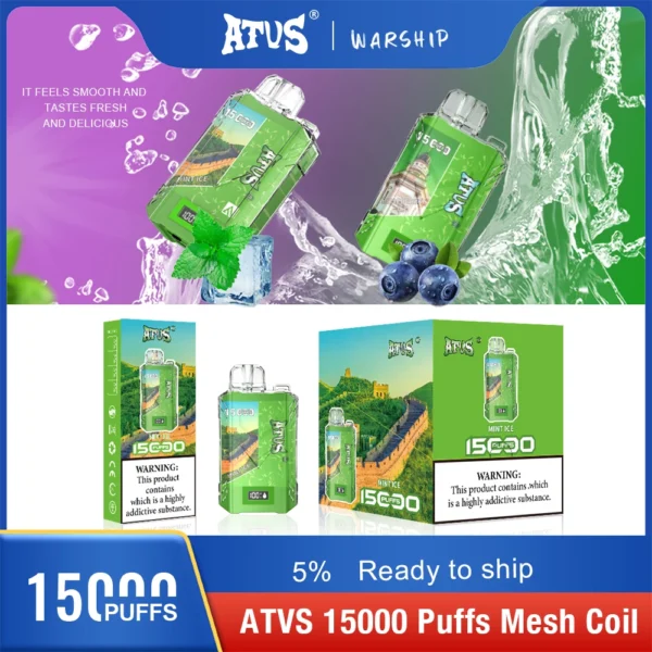 Atvs 15000 Puffs 5% Перезаряжаемые одноразовые вейпы-ручки с низким содержанием никотина Купить оптом - BookVape - 11