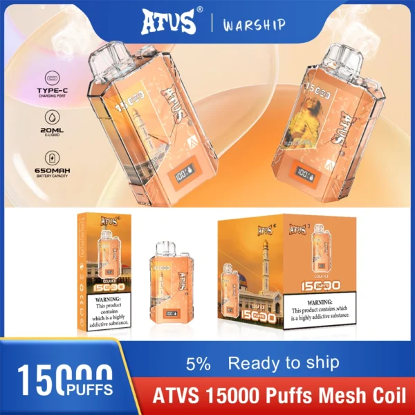 Atvs 15000 Puffs 5% Перезаряжаемые одноразовые вейпы-ручки с низким содержанием никотина Купить оптом - BookVape - 10
