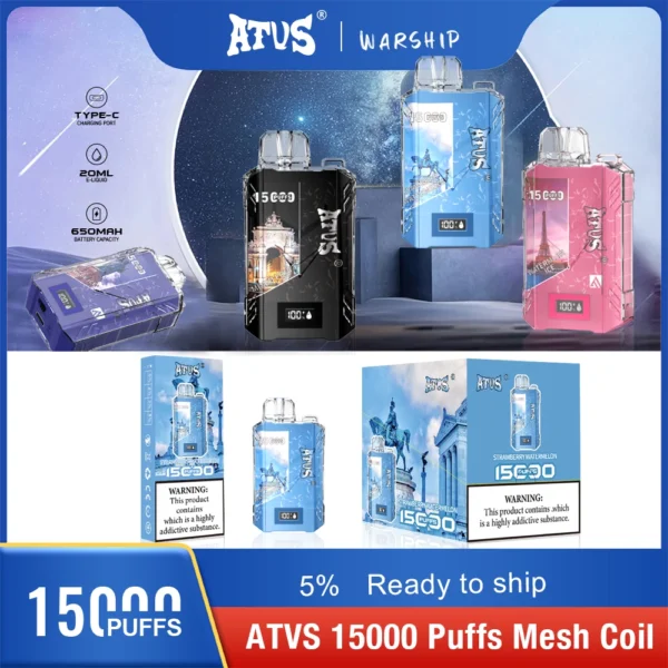 Atvs 15000 Puffs 5% Перезаряжаемые одноразовые вейпы-ручки с низким содержанием никотина Купить оптом - BookVape - 9