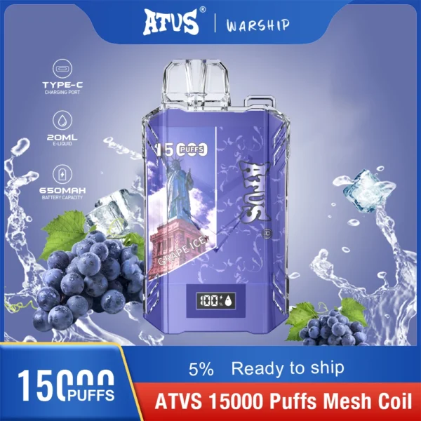 Atvs 15000 Puffs 5% Перезаряжаемые одноразовые вейпы-ручки с низким содержанием никотина Купить оптом - BookVape - 7
