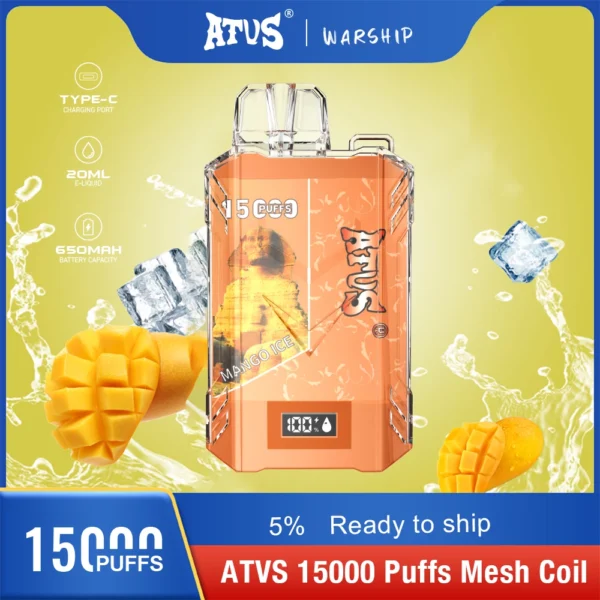 Atvs 15000 Puffs 5% Перезаряжаемые одноразовые вейпы-ручки с низким содержанием никотина Купить оптом - BookVape - 5