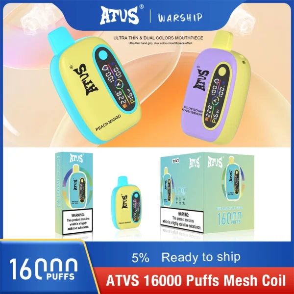 Atvs 16000 Puffs 2% 5% Перезаряжаемые одноразовые ручки для электронных сигарет с низким содержанием никотина Купить оптом - BookVape - 9