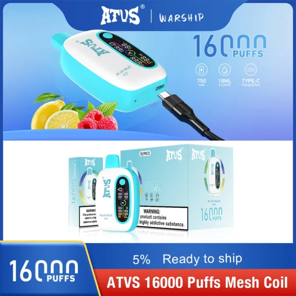 Atvs 16000 Puffs 2% 5% Перезаряжаемые одноразовые ручки для электронных сигарет с низким содержанием никотина Купить оптом - BookVape - 15
