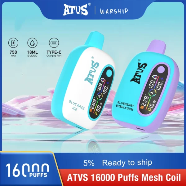Atvs 16000 Puffs 2% 5% Перезаряжаемые одноразовые ручки для электронных сигарет с низким содержанием никотина Купить оптом - BookVape - 14