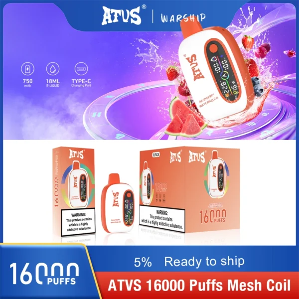 Atvs 16000 Puffs 2% 5% Перезаряжаемые одноразовые ручки для электронных сигарет с низким содержанием никотина Купить оптом - BookVape - 13