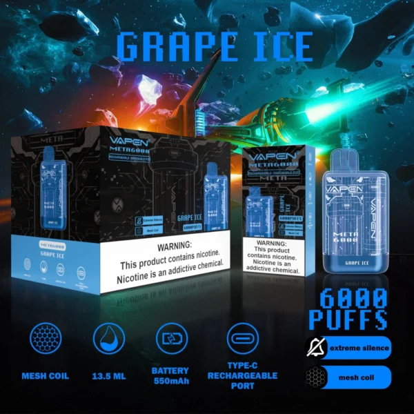 VAPEN Meta 6000 Puffs 2% 5% Перезаряжаемые одноразовые ручки для электронных сигарет с низким содержанием никотина Купить оптом - BookVape - 5