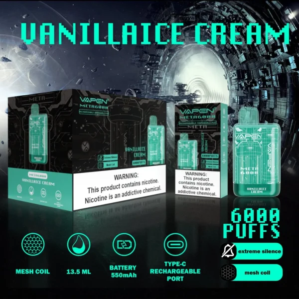 VAPEN Meta 6000 Puffs 2% 5% Перезаряжаемая одноразовая ручка для электронных сигарет с низким содержанием никотина Купить оптом - BookVape - 7