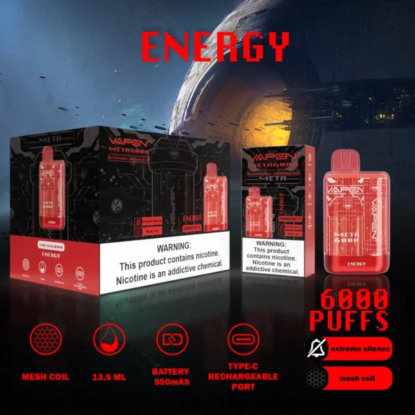 VAPEN Meta 6000 Puffs 2% 5% Перезаряжаемые одноразовые ручки для электронных сигарет с низким содержанием никотина Купить оптом - BookVape - 8