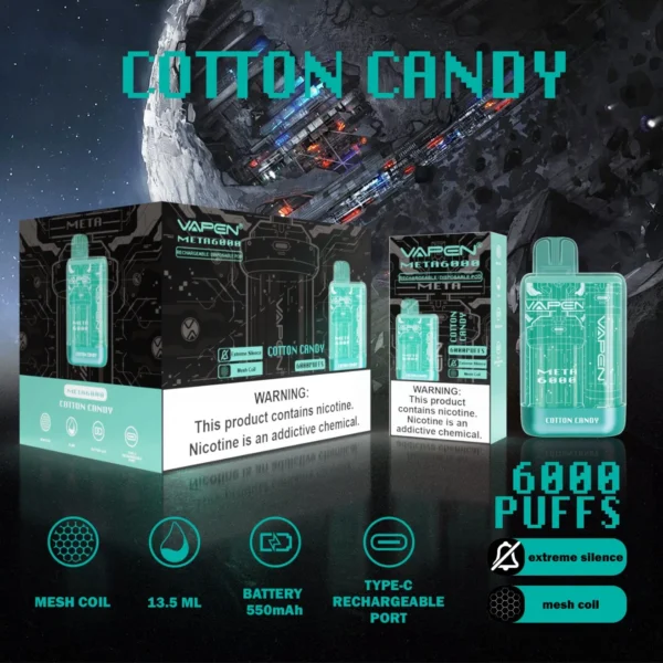 VAPEN Meta 6000 Puffs 2% 5% Перезаряжаемые одноразовые ручки для электронных сигарет с низким содержанием никотина Купить оптом - BookVape - 3