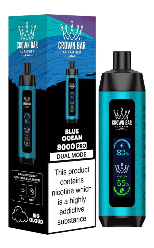 Al Fakher Crown Bar Big Cloud 8000 Pro Dual Mode Plein écran à faible teneur en nicotine Stylo à vape jetable rechargeable en vrac Acheter en gros - Stock d'entrepôt européen - BookVape - 12